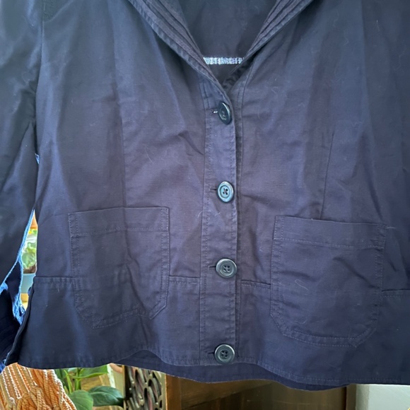 Laura Ashley Cropped Navy Sailor Jacket Size 14 Cotton/Linen - Picture 4 of 12